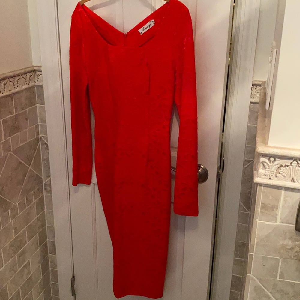 Nwot emage dress red m body con